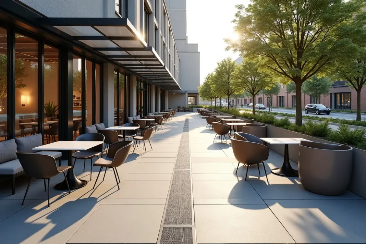 modern outdoor smoking area with stylish seating and ventilation design
