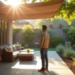 homeowner selecting customizable patio covers matching personal style preferences