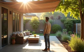 homeowner selecting customizable patio covers matching personal style preferences