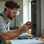 homeowner avoiding dangerous mistakes during diy electrical renovation project