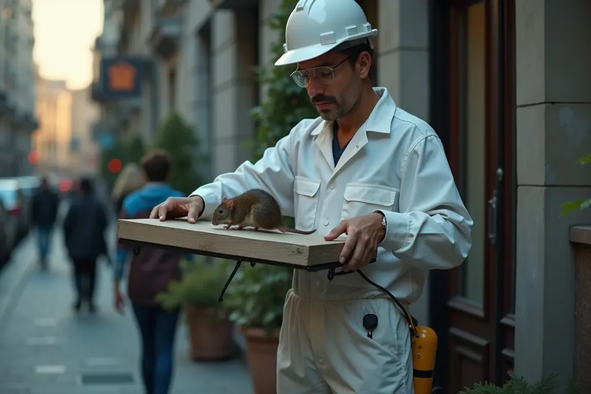 safe pest control specialist handling humane rat extermination process carefully