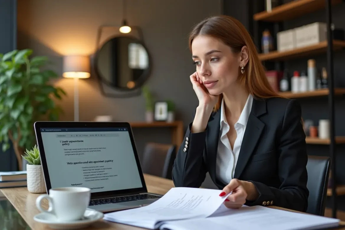 salon owner reviewing no-show and late appointment policy options
