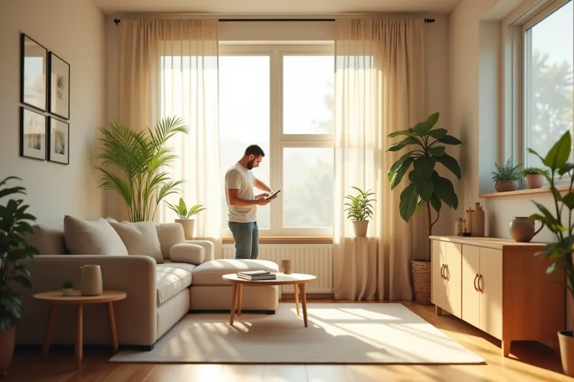 homeowner transforming compact living space into a peaceful relaxing retreat