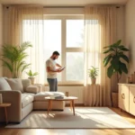 homeowner transforming compact living space into a peaceful relaxing retreat