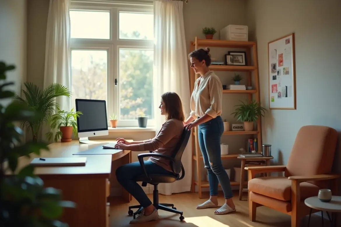 homeowner optimizing small home office layout for better productivity