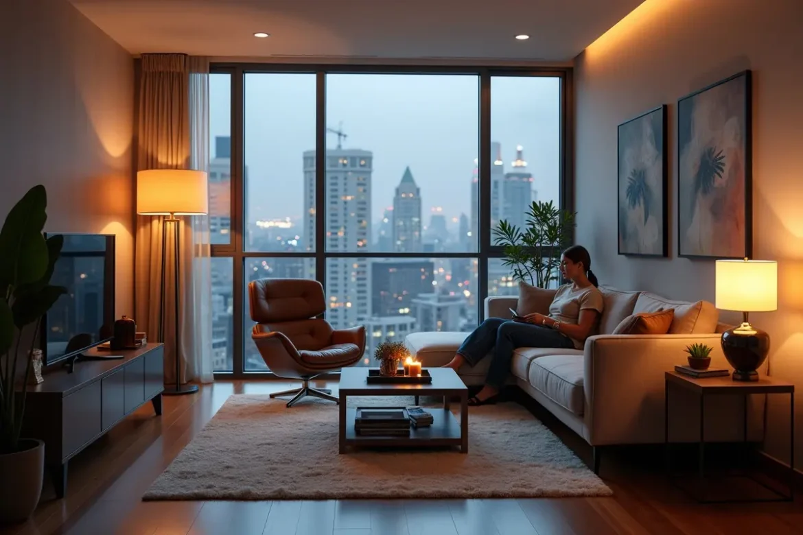 resident enjoying upscale apartment living with stylish modern comforts