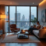 resident enjoying upscale apartment living with stylish modern comforts