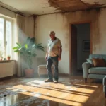 homeowner realizing water damage spreads quickly and worsens within hours