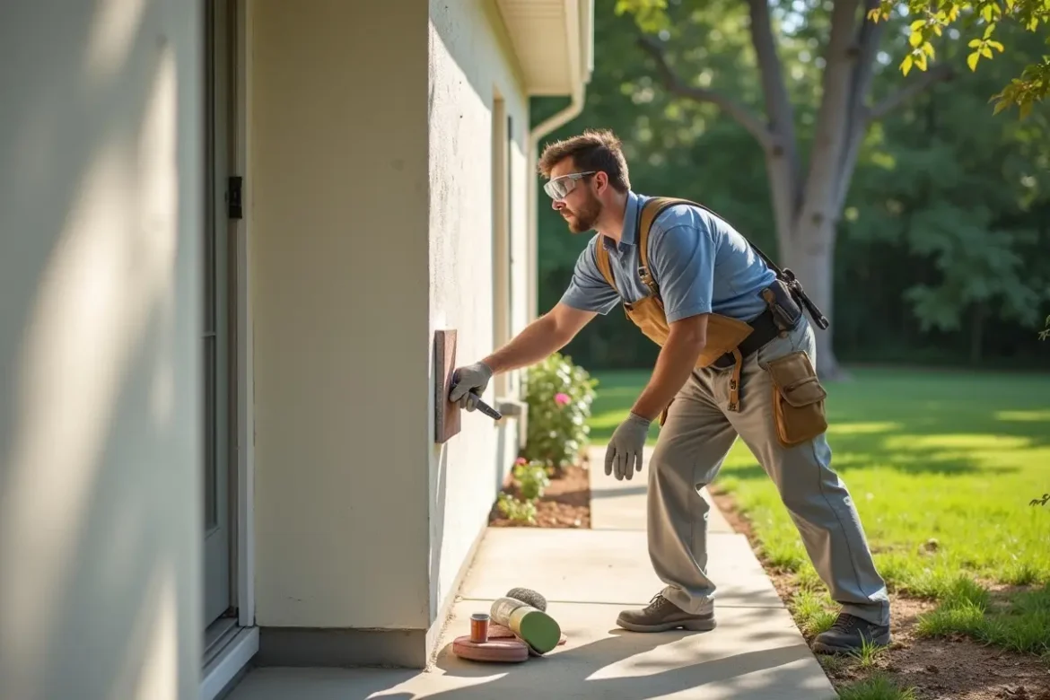 homeowner preparing exterior walls for smooth professional paint finish