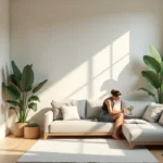 designer creating calming spaces that encourage mindful slow living moments