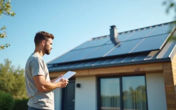 homeowner reviewing rooftop solar panels for sustainable clean energy