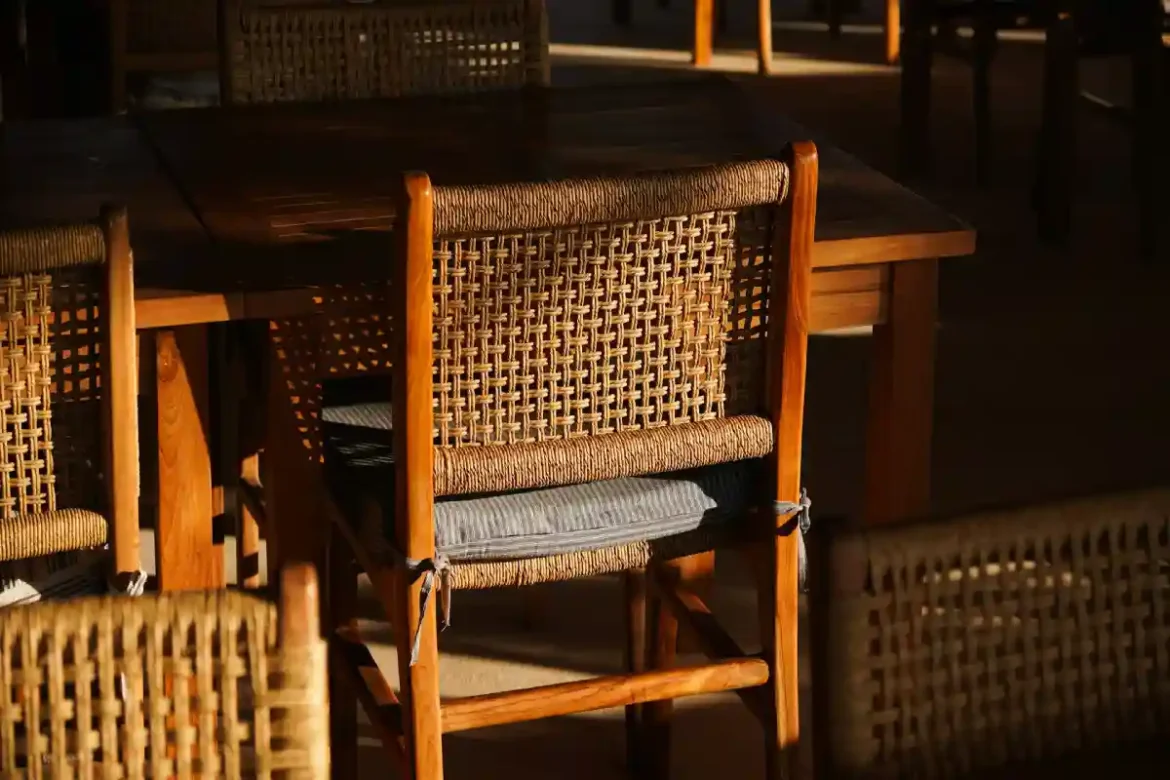 durable wicker outdoor furniture arranged on residential patio b