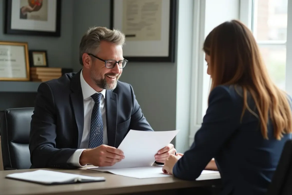 family law attorney guiding client through legal process