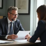 family law attorney guiding client through legal process