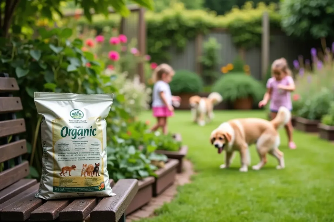 safe organic fertilizer use in garden with pets and children nearby