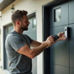 homeowner installing secure and efficient garage entry system features