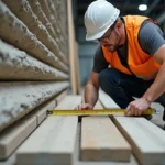 contractor evaluating concrete log siding manufacturers based on quality and durability