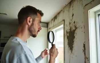 homeowner identifying mold growth signs requiring professional remediation services