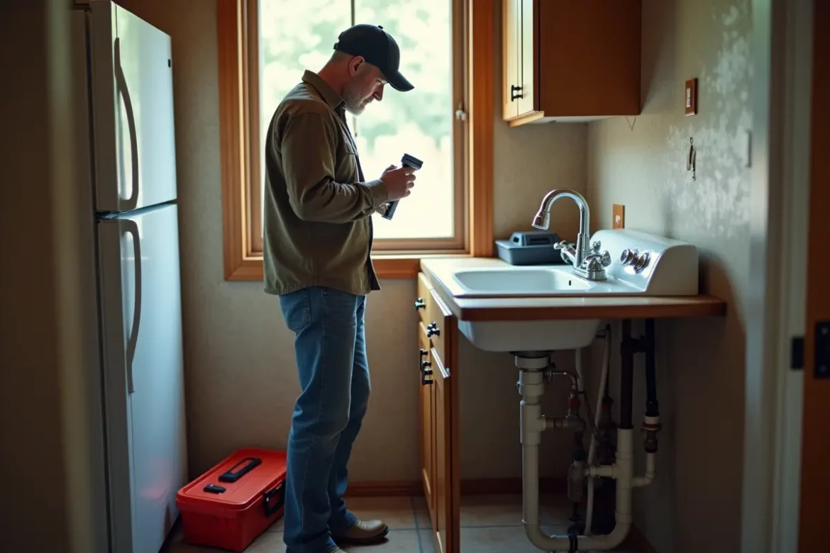 homeowner inspecting minor mechanical issues before costly property damage occurs